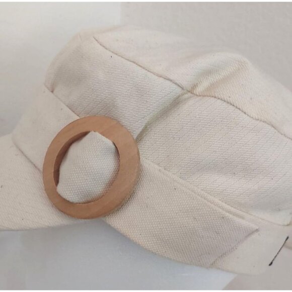 Goorin Bros. Women's Cream Flat Newsboy Cap Small Wood Buckle Hat - Picture 2 of 7
